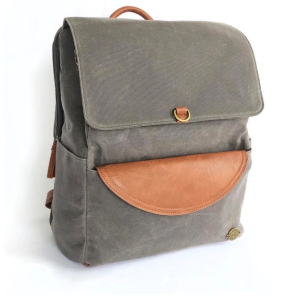 Momkindness Duo Grey Canvas Diaper Bag Backpack